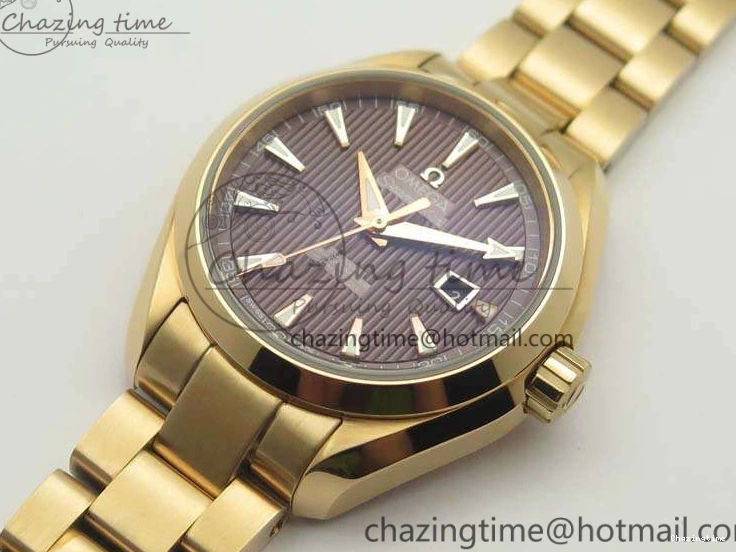 0209 Bright Aqua Terra Ladies 35mm RG V6F Best Edition Brown Dial On RG Bracelet A 8101